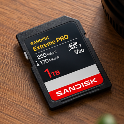SanDisk Extreme PRO 1TB SD Card UHS-I SDXC Class 10 V30 U3 with 250MB/s Read and 170MB/s Write Speed for Camera and Photography | SDSDXXJ-1T00-GSCIN