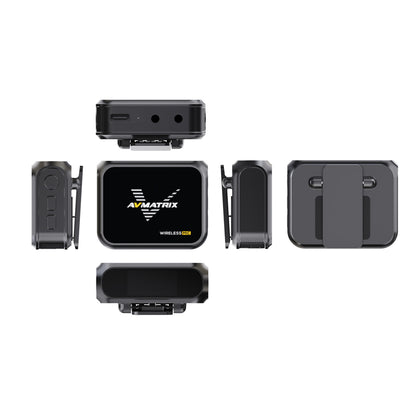 AVMATRIX WM12 1TX + 1RX Clip-On Mini Wireless Microphone Transmitter & Receiver System with 15 Hours of Battery Life and Up to 100 Meters Long Distance Transmission