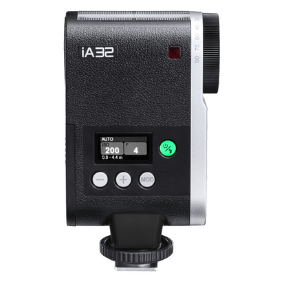 Godox iA32 Mini Flash with 8 Output Levels, 2.5 Seconds Recycling Time, 6200K CCT, 490 Full Power Flashes, Optical S1/S2 Modes, Onboard Automatic / Manual Controls, Sync Port and Hot Shoe Mount for Studio Lighting and Photography