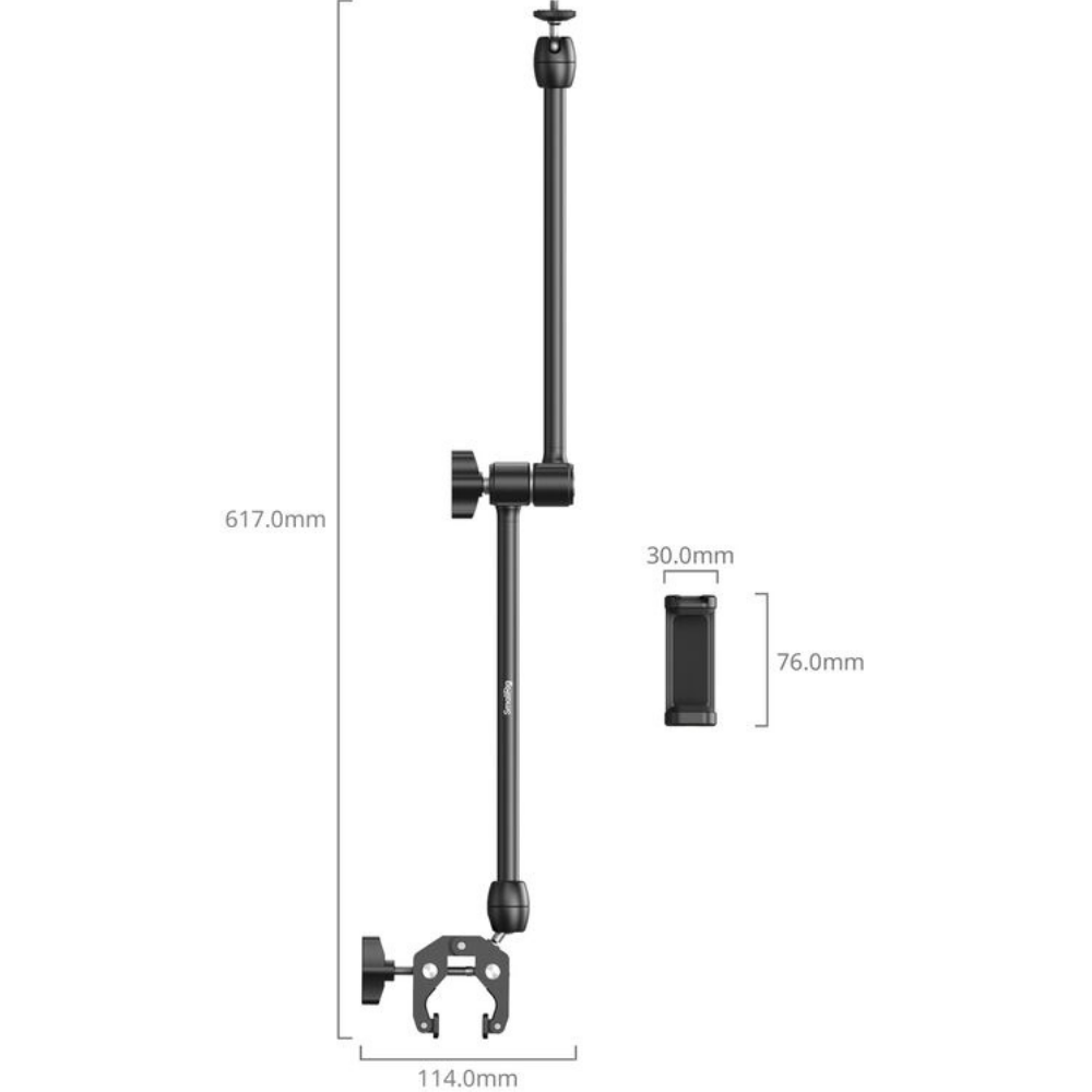 SmallRig Adjustable Desktop Magic Arm with Crab-Shaped Claw Clamp & Phone Holder | 5624
