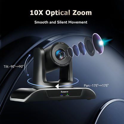 Tenveo Tevo 3X | 10X | 20X Zoom 2MP 1080p Full HD PTZ Video Conference Camera - USB 3.0 / HDMI / RS232 / RS485 with IR Remote Control for Business Meeting, Events, Church, Online, Education, and Training Video Recording | VHDPRO3U VHDPRO10U VHDPRO20U