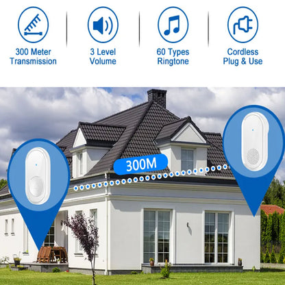 [CLEARANCE] DAYTECH DB32 Smart Wireless Doorbell Plug and Play Water-Resistant 200m Long Range Door Bell Buzzer with Adjustable Volume, 36 Chimes and Tunes for Home Office Indoor and Outdoor Installation (WHITE)