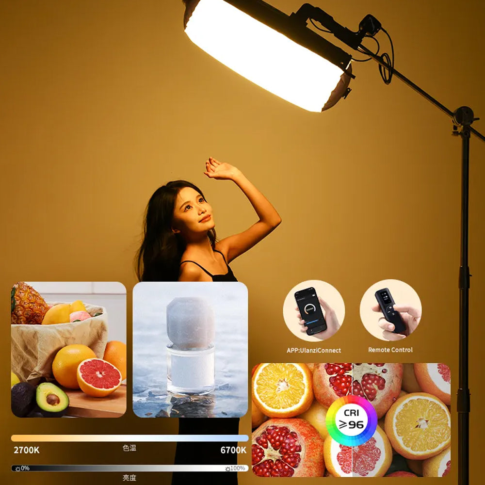 Ulanzi AL60 60W | 120W Bi-Color LED Inflatable Air Tube Light with 2700 - 6500K CCT, Max 6m Light Range, PD3.1 Fast Charging USB Type-C Port and 10 Light Effect Presets for Studio Lighting and Equipment