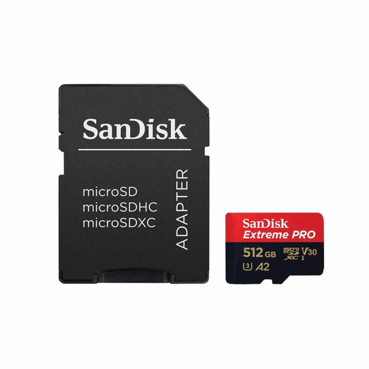 SanDisk Extreme Pro 1TB / 512 Micro SD Card SDXC A2 UHS-I V30 Class 10, Up to 200Mbps and 140Mbps Read and Write Speed with Adapter for Android Smartphone and Cameras | SDSQXCD GN6MA