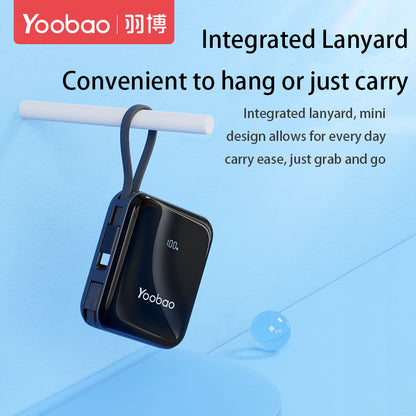 [CLEARANCE] Yoobao LK10 10000mAh 22.5W Fast Charge Digital Display Mini Power Bank with Built-In Type C & Lightning Charging Cable, USB-A & USB-C Port for Phone, Tablet, Camera, iPhone, Android Smartphone, etc. - Black / Purple / Blue | Powerbank