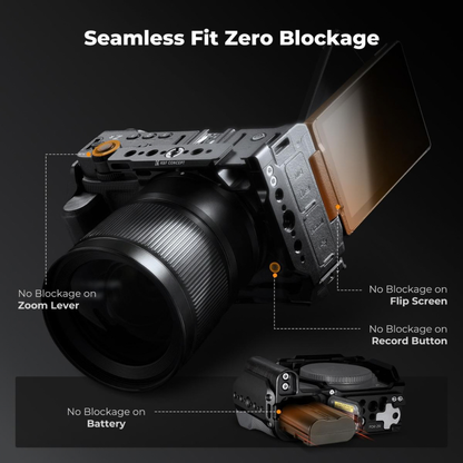 K&F Concept Camera Cage for Nikon ZR, CNC Aluminum Arca Base, Cold Shoe 1/4"-20 & 3/8"-16 Mounts