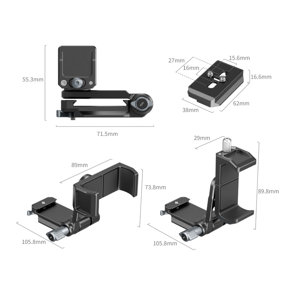 SmallRig NP-F Battery / Power Bank Mount Plate Kit for Mirrorless Cameras with Arca-Swiss Quick Release Plate & Clamp, Multiple 1/4"-20 & 3/8"-16 Threaded Holes &  Back-Mounted Foldable Design | 4696 4695