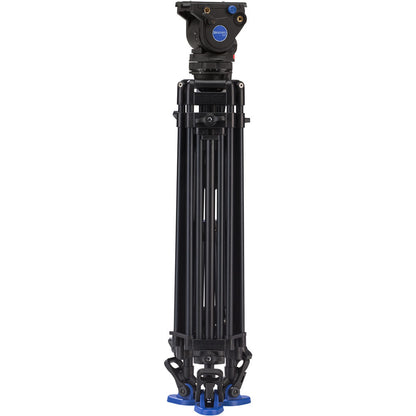 Benro BV6 Pro Aluminum Video Tripod Kit with 6kg Load Capacity, 2-Stage, 3-Section Tripod Legs with 75mm Levelling Ball, Removable Mid-Level Spreader and Up to 90 Degree Tilt Range for Camera Support System