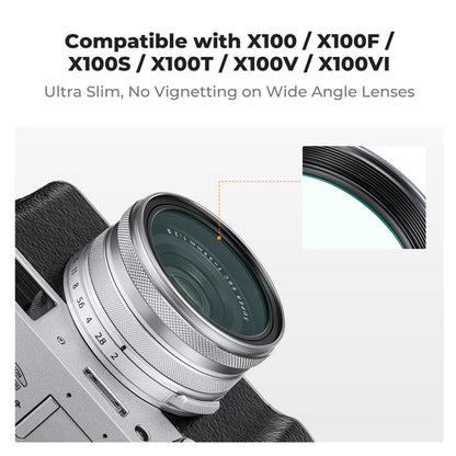 K&F Concept FUJIFILM X100 Series NO-X MCUV Ultraviolet Lens Filter for FUJI X100, X100F, X100S, X100T, X100V, X100VI Cameras - Multi-Coated Optical Glass, Magnetic Frame, High-Definition, Waterproof & Scratch-Resistant