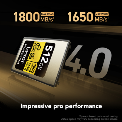 Lexar Professional GOLD CFexpress 4.0 Type A Memory Card, 1800MB/s Read, 1650MB/s Write, VPG400 | 512GB