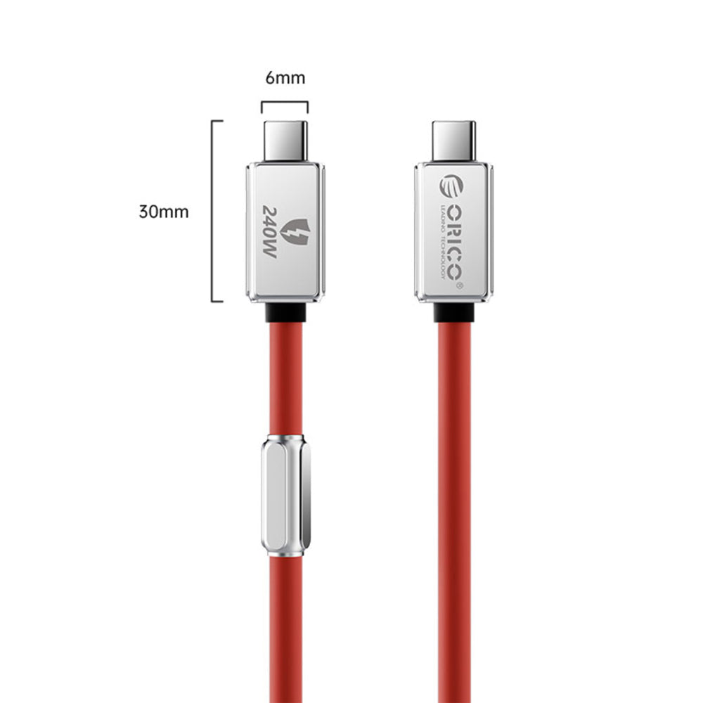 Orico 1M 1.5M 2M 240B3 Series USB 2.0 Type-C Male to Male PD 240W 480Mpbs Fast Charging Data Cable with Intelligent E-Marker Chip for Smartphone Desktop PC Laptop | Orange, Red, Blue