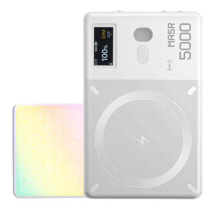 Godox MA5R Magnetic RGB Full Color LED Selfie Light / Wireless Power Bank with 3.7V 4900mAh Lithium Battery, 1800-10000K CCT Range, 14 Lighting Effects, Onboard Control, Bluetooth and NFC Connection for Photography & Video Content Creation