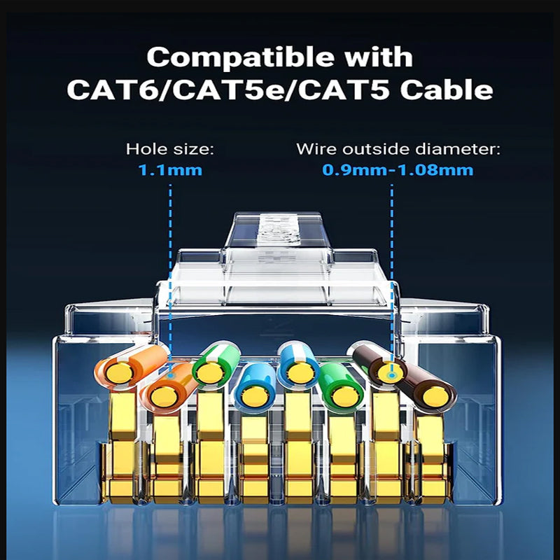 UGREEN 10pcs 50pcs Cat6 Unshielded RJ45 Head Modular Network Connector Plug for Ethernet Cable with Gold Plated Pure Copper Pin | 50961 50962