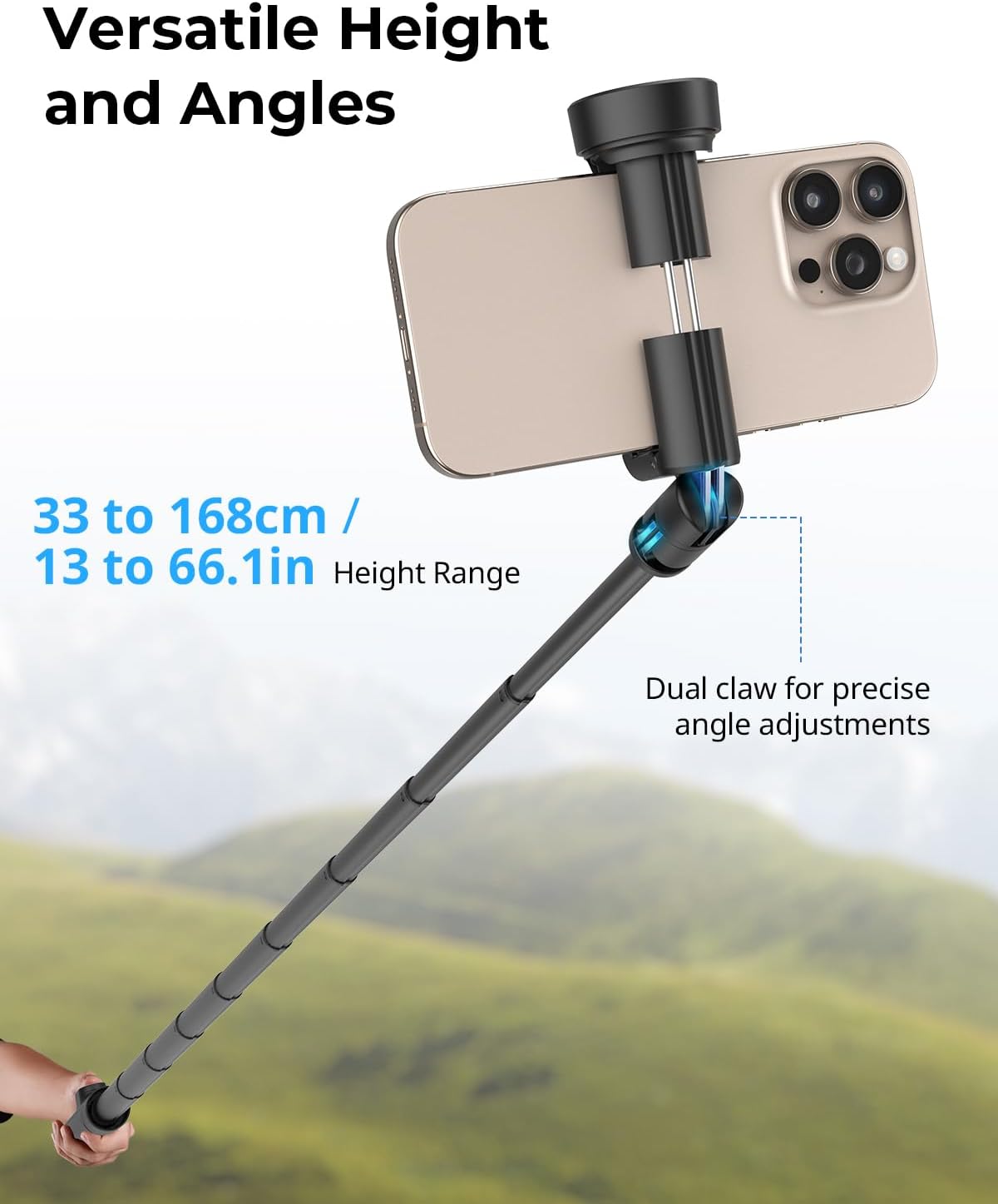 SmallRig ST30 One-Touch Quick Deploy Smartphone Selfie Stick Tripod with Rechargeable Bluetooth Remote Control, Spring Loaded Legs & 168cm Max Height for Vlogging & Live Streaming (6-10cm Wide) | 4898 4926 | Mobile Phone Accessories