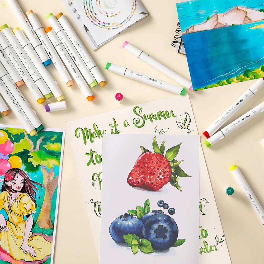 Ohuhu Honolulu Series Alcohol-Based 216 + 1 Vibrant Colors with Colorless Blender