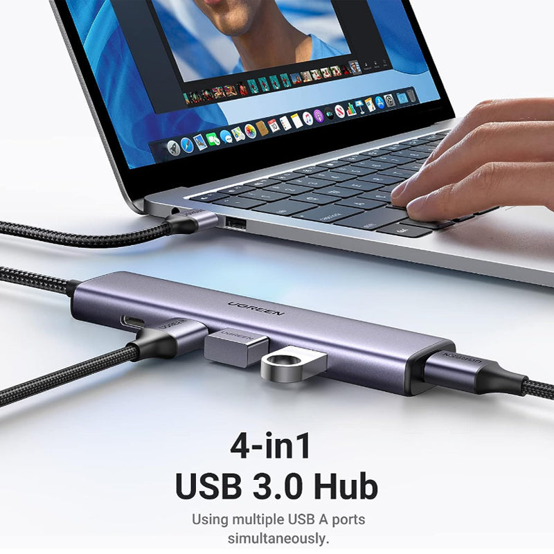UGREEN 4-Port USB 3.0 Hub Docking Station with 5Gbps Transmission Rate for MacBook, iMac, PC, Desktop Computer, Laptop, etc. - Supports Windows, MacOS, Linux | 20805