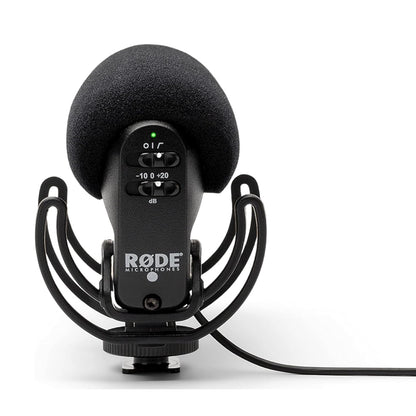 RODE VideoMic Pro Supercardioid Condenser Shotgun Boom Microphone with 3.5mm TRS Output, On-Board Controls, 3-Stage Gain Control and Rycote Lyre Suspension for Cameras and Portable Recorders