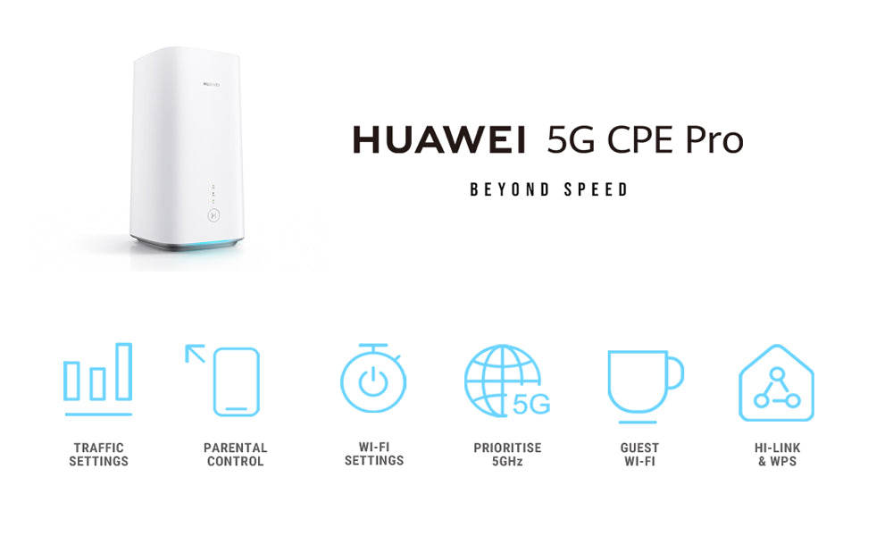 Huawei 5G CPE Pro H112-370 Wi-Fi Router Modem with 2.33Gbps Downlink, SIM Card Slot, Dual Band WiFi Anten with 6 Sigl Amplifiers, Balong 5000 Multi-Mode Chipset, High Speed 5G / LTE Wireless and Fix Line LAN Network Connection