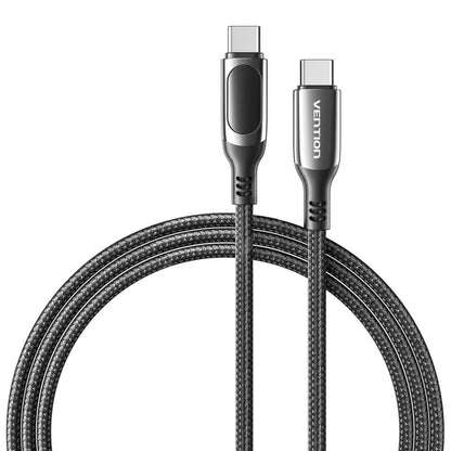 Vention 5A 100W USB-C 2.0 Male to Male Charging and Data Cable with Built In Charge Speed LED Display and Up to 480Mbps Data Transmission for Mobile Devices and Consoles (1.2m, 2m) TAYBAV TAYBH