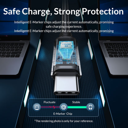 [CLEARANCE] ORICO-C2CZ 1m USB C-to-C PD 100W Fast Charging Aluminum Alloy + TPE + Woven Cable with 480 Mbps Transmission Speed for Smartphones Cameras Printers Hard Drives | Black