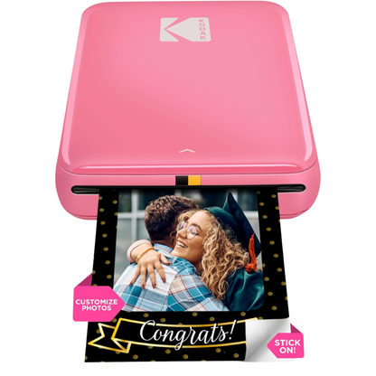 Kodak STEP Instant Mobile Photo Printer – Wireless Bluetooth Mini Inkless Printer for Smartphones | Blue | Pink | White