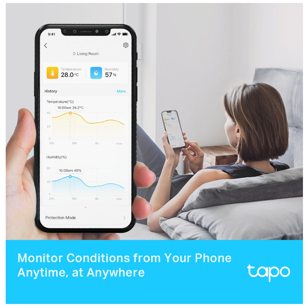 TP-Link TAPO T315 High Accuracy SMART Temperature and Humidity Sensor Monitor with LCD Display, Mobile App Controls and App Notification Alerts