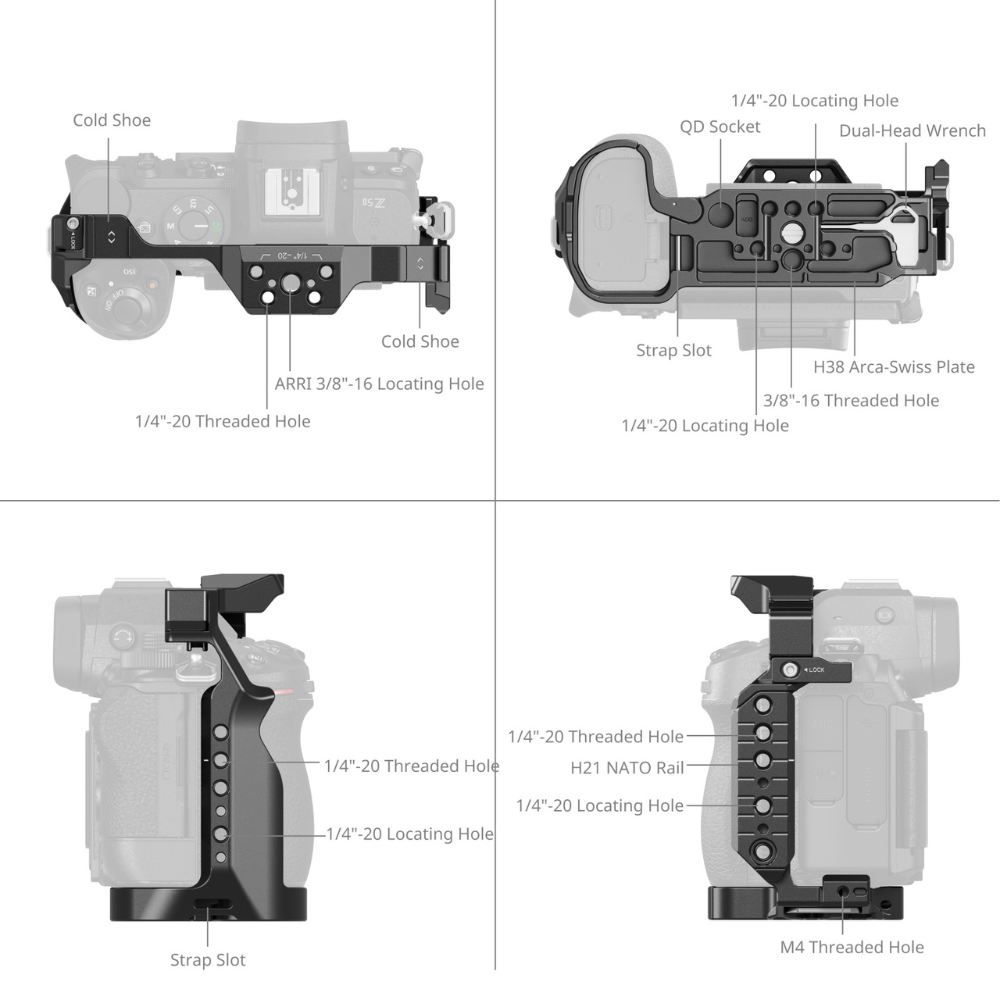 SmallRig Camera Cage for Nikon Z5 II, Z5, Z6, Z6II, Z7, Z7II – Lightweight Aluminum Alloy with Quick-Release, Multiple Mounting Points & Full Camera Protection | 5257