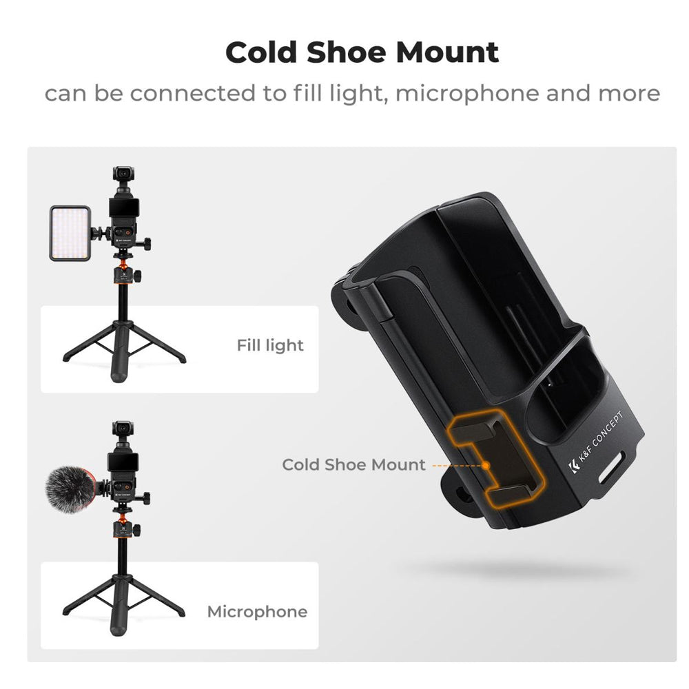 K&F Concept DJI OSMO POCKET 3 Expansion Mounting Frame with Cold Shoe Mount & 1/4"-20 Mount Adapter for Tripods, Selfie Sticks, and Camera Accessories