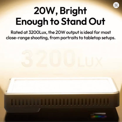 Ulanzi K20 RGB Full Color 20W Video LED Panel Light 1800-9000K CCT, 20 Built-in FX Effects, 1.44" Screen Display, 1/4" Cold Shoe Mount, USB-C Charging Port and Lightweight for Photography, Vlogging, Livestreaming and Travel | L207