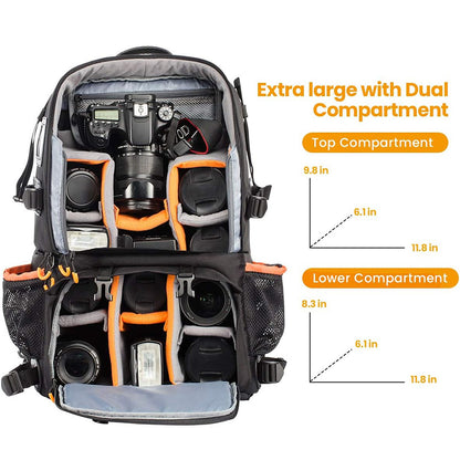 [CLEARANCE] Eirmai TR629 25L Camera Backpack with 15.6" Laptop Compartment & Hand Carry Bag for Sony, Panasonic, Fujifilm, Canon, Nikon, DJI, GoPro, iPad, DSLR, Mirrorless Camera Lens, Tripod, Drone, Battery Charger, Powerbank - Men & Women Bag Luggage