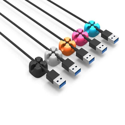 [CLEARANCE] ORICO CBSX-5 Desktop Cable Mager Organizer with 5 Singular Ports and High Strength Double-Sided Adhesive Tape for Max 5mm Diameter Cords | Black Blue Grey Orange Pink