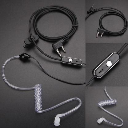 BaoFeng 2 Pin PTT Push-To-Talk Microphone Earpiece Ear Mounted Headset with 3.5mm Ear Stereo Top Pin, 2.5mm Mic Stereo Bottom Pin Ear Radio Compatible with Two-Way Radio