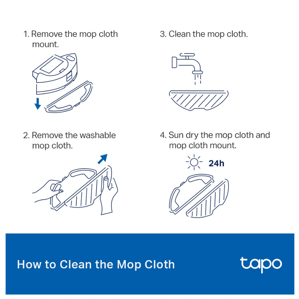 TP-Link TAPO RVA100 / RVA300 Cleaning Accessories for RV30 RV10 & RV30/RV10 Plus SMART Robot Vacuum Cleaner with Main / Side Brush and HEPA Filter Replacement Kit and Washable Mop Cloth