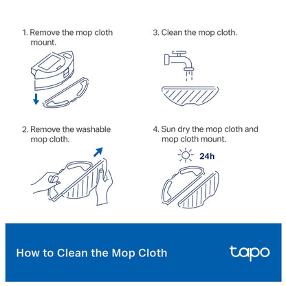 TP-Link TAPO RVA100 / RVA300 Cleaning Accessories for RV30 RV10 & RV30/RV10 Plus SMART Robot Vacuum Cleaner with Main / Side Brush and HEPA Filter Replacement Kit and Washable Mop Cloth