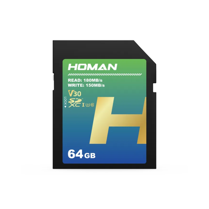 HOMAN 128GB 64GB SD Memory Card 4K UHD SDXC UHS-I U3 V30 Class 10 180MB/s Read | 150MB/s Write Speeds