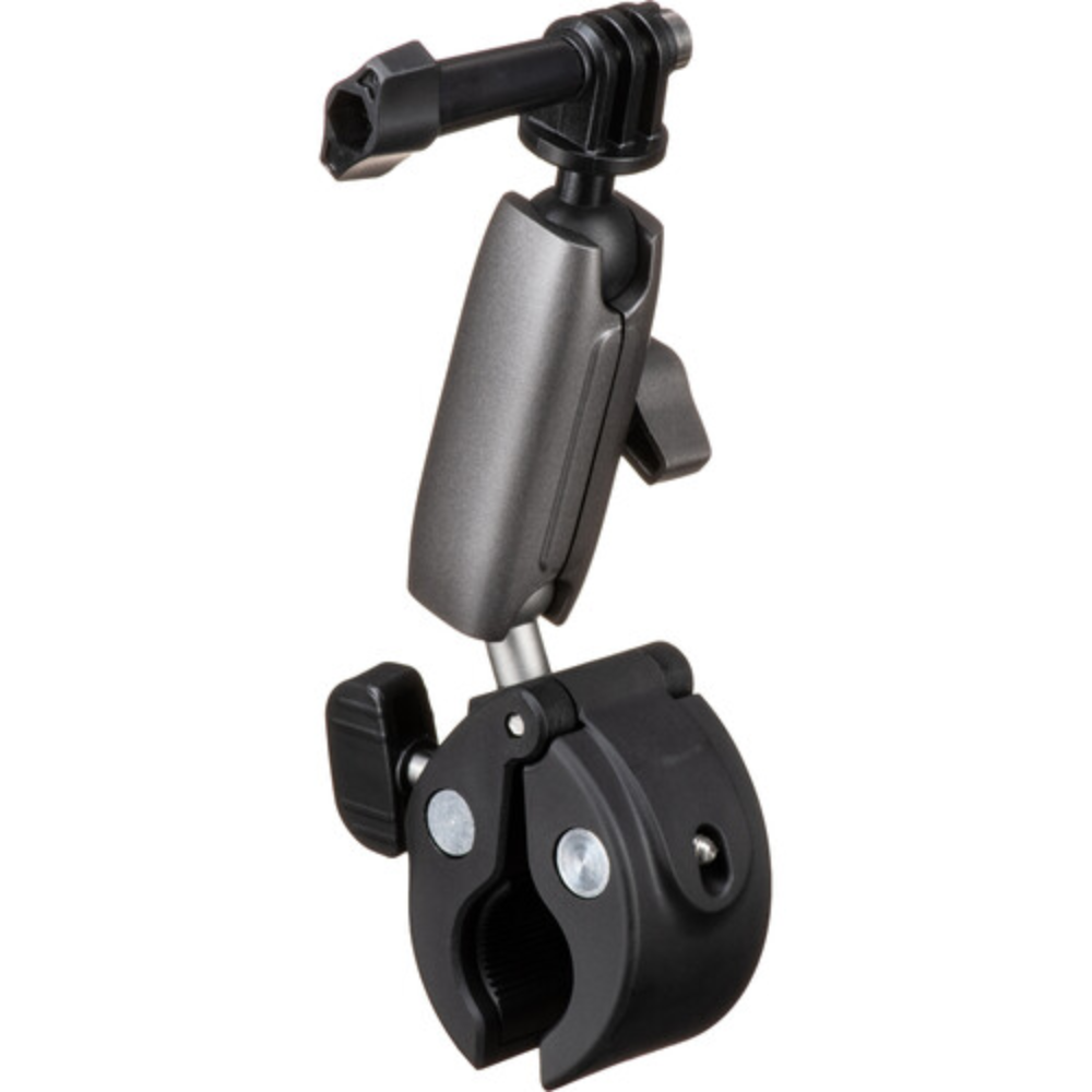 TELESIN Bike & Motorcycle Crab Claw Style Clamp Pipe Mount with Dual 360° Ball Head Swivel Joint, Anti Slip Rubber Grip and Adjustable Angle Lock for Action Cameras
