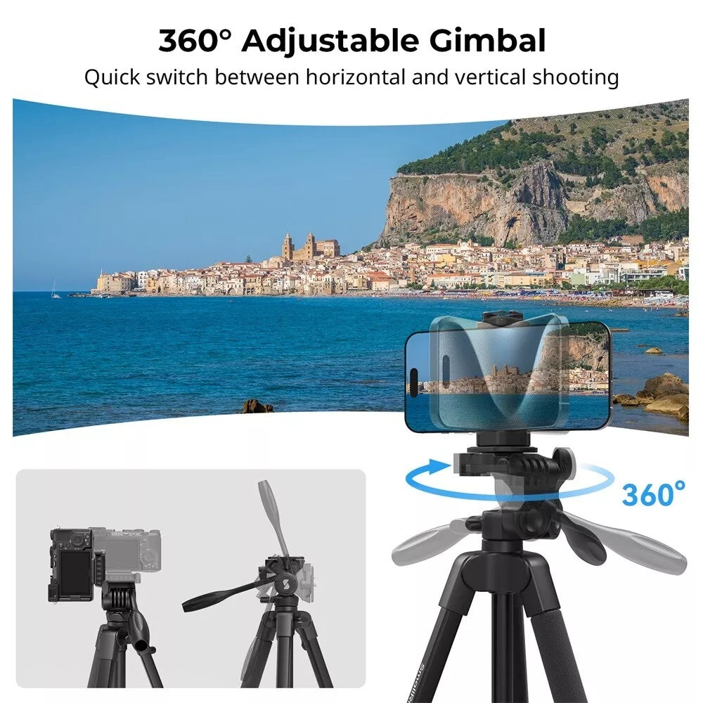 SmallRig CT-01 CT-03 Versatile Lightweight Tripod with up to 3kg Load Capacity, 148cm Height Range, Lever Locked 4-Section Leg, Touch-and-Go Quick-Release Mount Plate for Live Streaming, Vlogging and Outdoor Shooting | 4687 4717