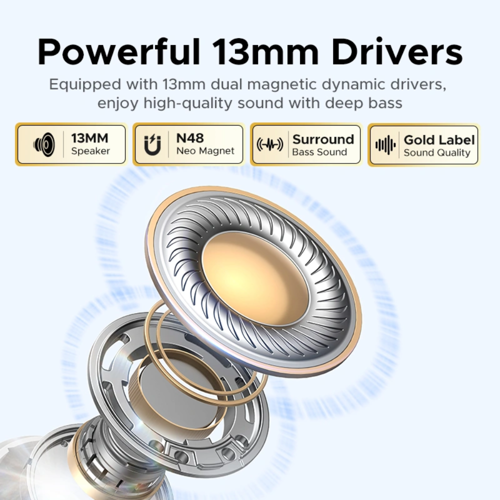 UGREEN LightBuds Semi In-Ear Wireless Earbuds Bluetooth 6.0 Spatial Audio 35H 4-Mic ENC | WS217