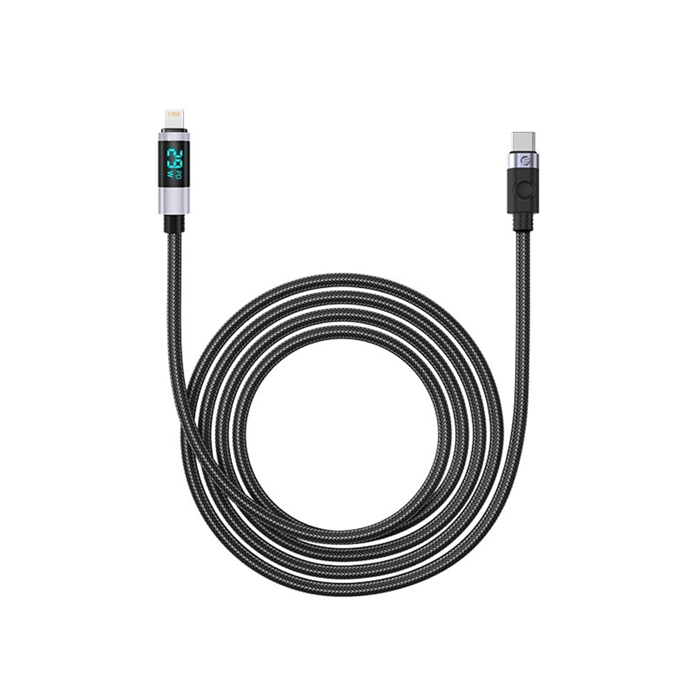 [CLEARANCE] ORICO 2 Meters LDC2L Series USB Type-C Male to Lightning Male Data and Charging Nylon Braided Cable with PD 29W, 480Mbps Transfer Rate with LED Display and E Marker Chip for Smartphone - Black
