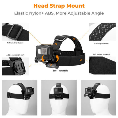 K&F Concept Head / Chest / Wrist Strap Mount Set Kit Bundle with 360° Rotation for Smartphones and GoPro DJI Insta360 Action Cameras - POV Point of View Recording, Hands-Free Vlogging, Video Content Creation | SKU-2289 SKU-2290