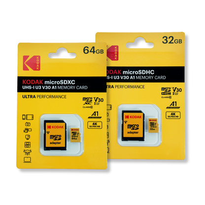 KODAK 64GB 32GB MicroSD UHS-I SDXC A1 V30 U3 Memory Card 4K Ultra HD