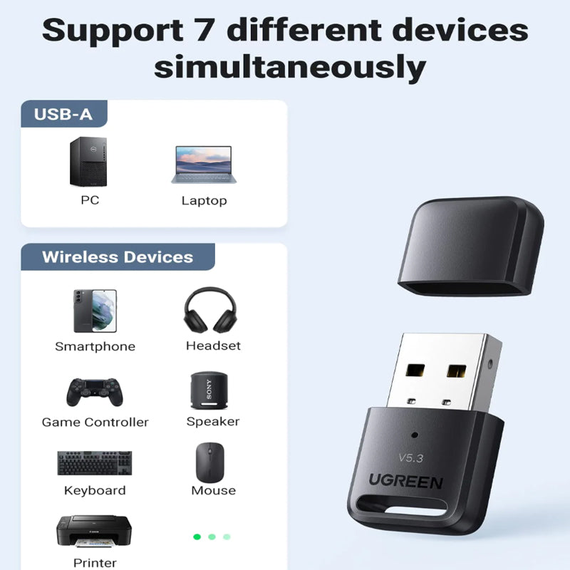 USB Bluetooth 5.3 Adapter Transmitter Receiver Audio Bluetooth Dongle  Wireless USB Adapter for PC Speaker Mouse Laptop Gamepad
