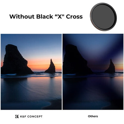 K&F Concept no-X ND4-ND32 VND Variable Neutral Density Circular 2-5 Stops Lens Filter with No X Cross Shadow, MRC Waterproof and Scratch-Resistant for Cameras and Photography