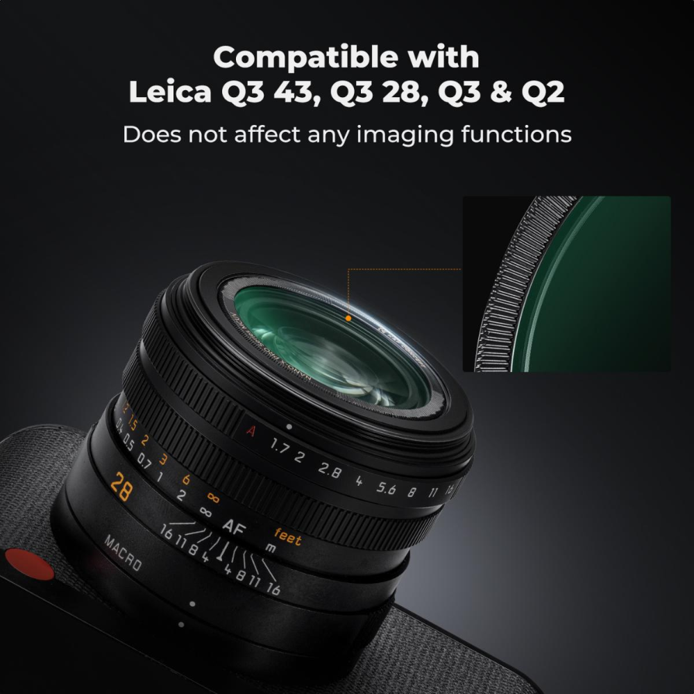 K&F Concept Nano-Xcel Pro MCUV Ultra HD Low Reflection Filter for Leica Q3 43, Q3 28, Q3 and Q2