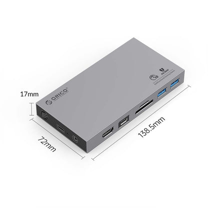 [CLEARANCE] ORICO CDH-10H Type C 10-in-1 Multifunctiol Aluminum Alloy + ABS Docking System with USB-A, USB-C, HDMI 4K, TF/SD, LAN, and Audio/Mic, for Windows and Mac OS | Grey