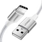 [CLEARANCE] UGREEN 3A 0.25 Meters USB 2.0 to USB C Nylon Braided Fast Charging Data Cable Charger with 480Mbps Transfer Rate for Phone, Tablet, Laptop, Camera, etc. - White | 60129