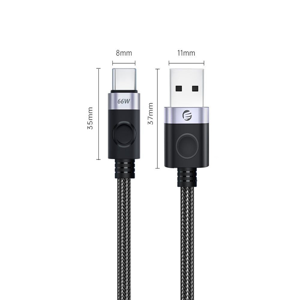 Orico 2M A2C-20 Series USB A to USB Type-C Male to Male Fast Charging Braided Data Cable with PD 66W Max Power, 480Mbps Transmission Rate and Smart Chip for Smartphone Desktop PC Laptop