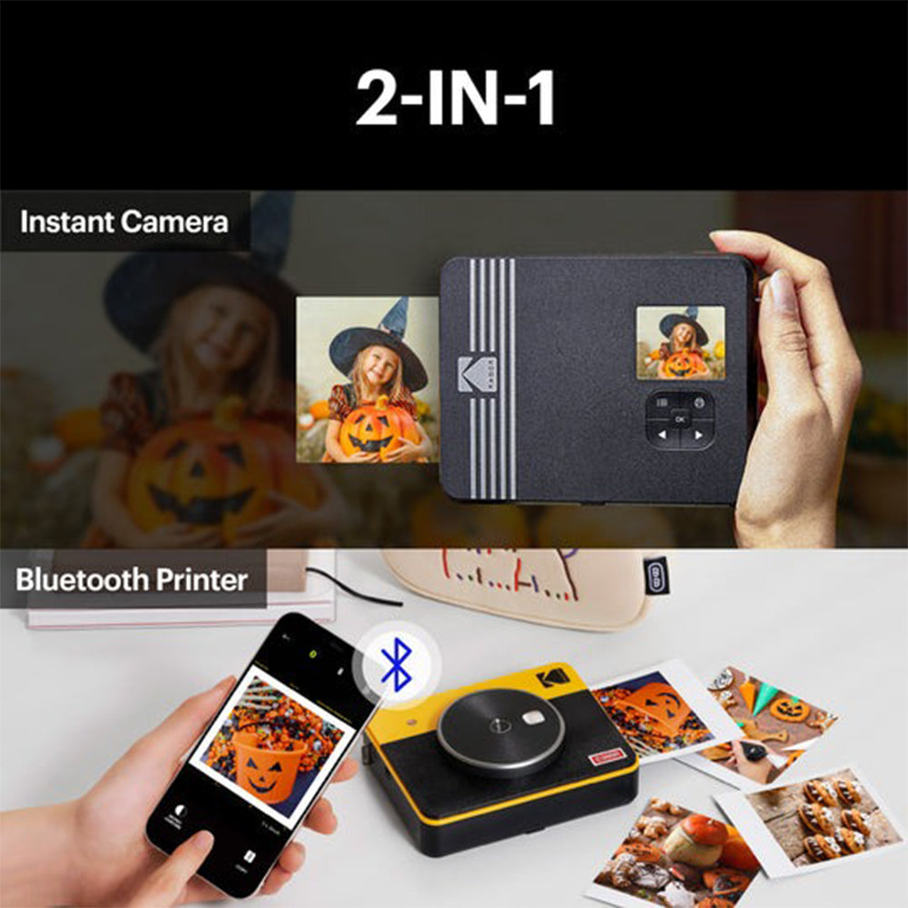 KODAK Mini Shot 3 RETRO 2 in 1 Instant Camera and Photo Printer Kit Bundle 3" x 3" Prints, 8 + 60 Sheets with Accessories, 1.77" LCD Display, 4PASS Print Technology, Bluetooth Printing via Mobile Smartphone App | C300R
