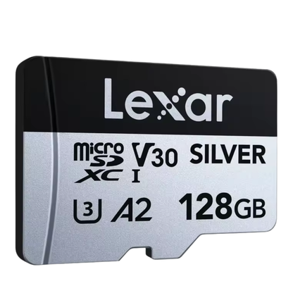 Lexar 128GB Professional SILVER microSDXC V30 A2 U3 UHS-I Memory Card, 205MB/s Read and 100MB/s Write Speed