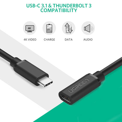 [CLEARANCE] UGREEN 100W USB C 3.1 Gen2 Female to Male Fast Charging (1 Meter) Data Extension Cable with 10Gbps Transfer Rate, 4K UHD VIdeo Resolution for MacBook, iPad Pro, Laptop, Android Phone, Tablet, Smartphone, etc. | 10387